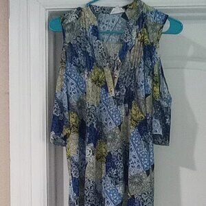 Siren Lilly Women'ts Sheer Blouse Size Small with Cold Shoulders